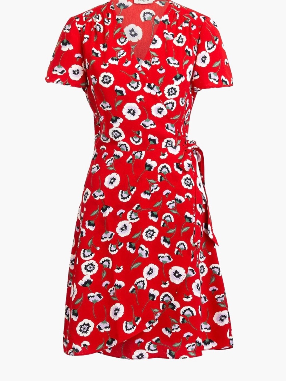 J. Crew Red Floral Wrap Dress Size 8